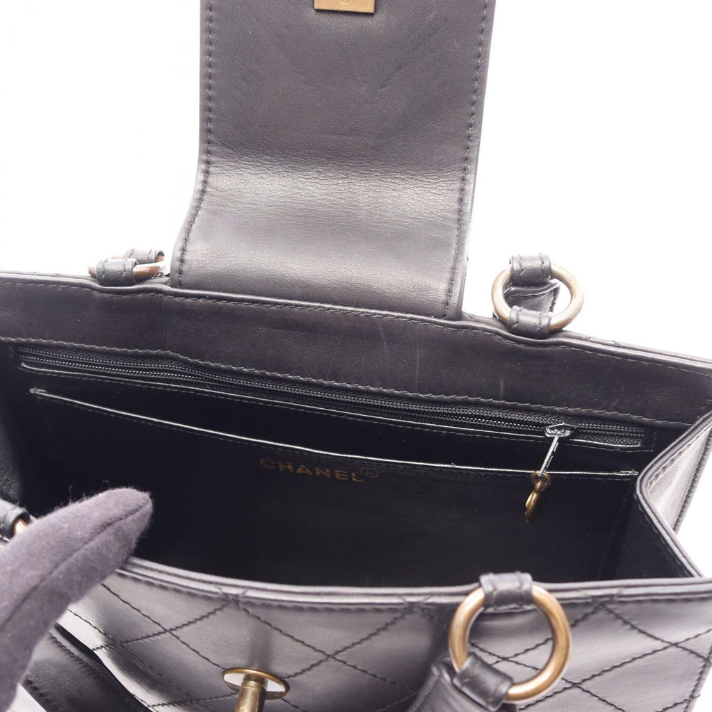 Chanel Handbag Quilted Turnlock Black Leather — view 7