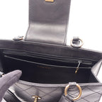 Chanel Handbag Quilted Turnlock Black Leather — view 7