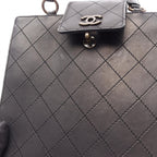 Chanel Handbag Quilted Turnlock Black Leather — view 9