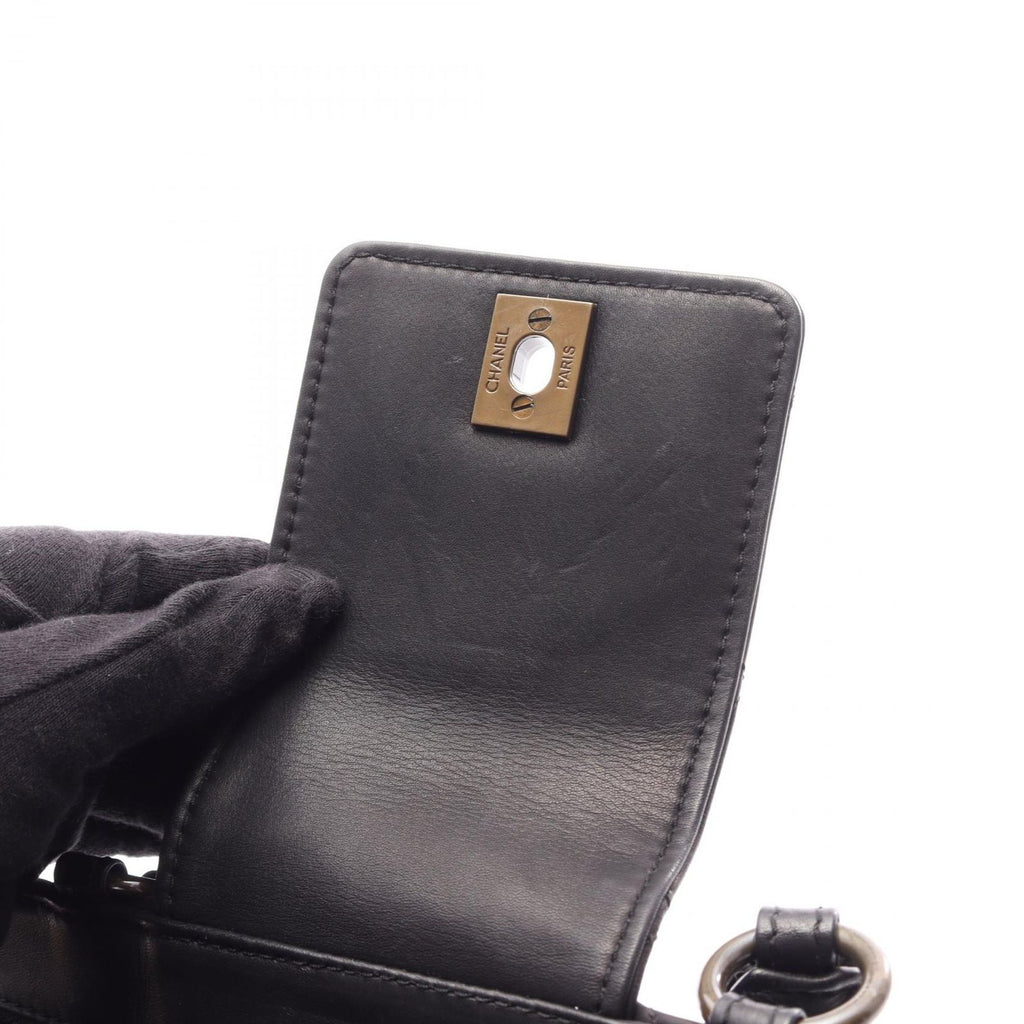 Chanel Handbag Quilted Turnlock Black Leather — view 8