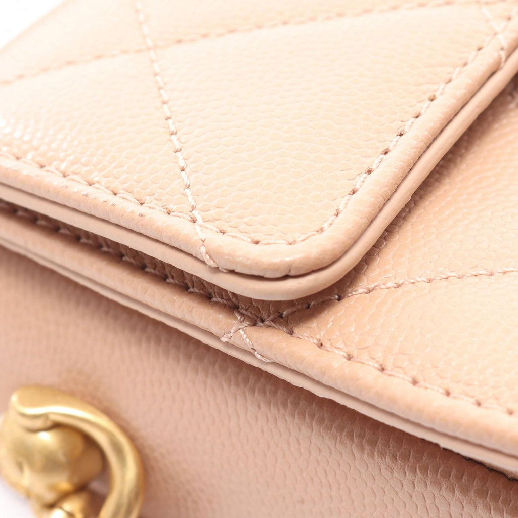 Chanel Shoulder Bag Quilted Beige Calf Small Chain — view 7