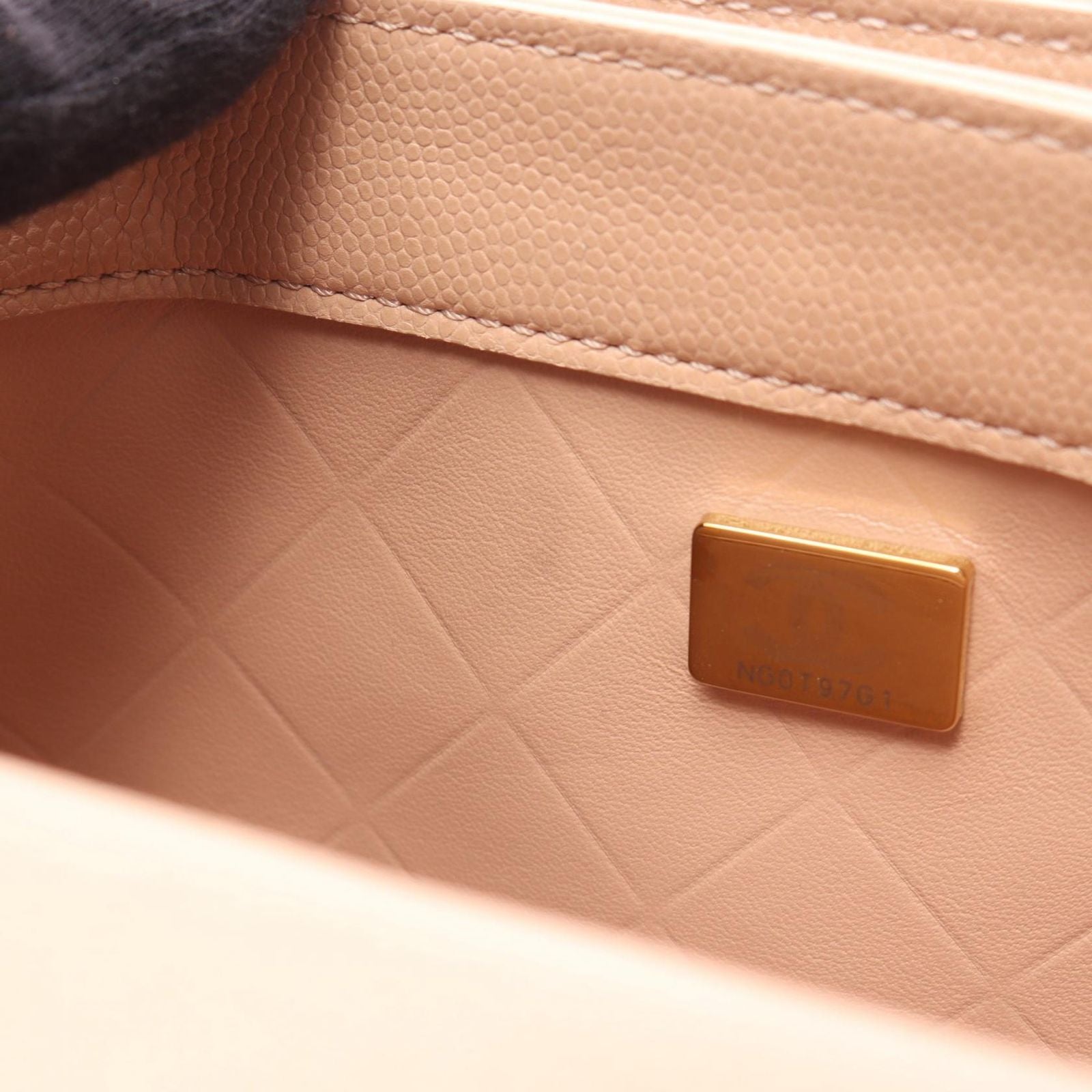 Chanel Shoulder Bag Quilted Beige Calf Small Chain — view 6