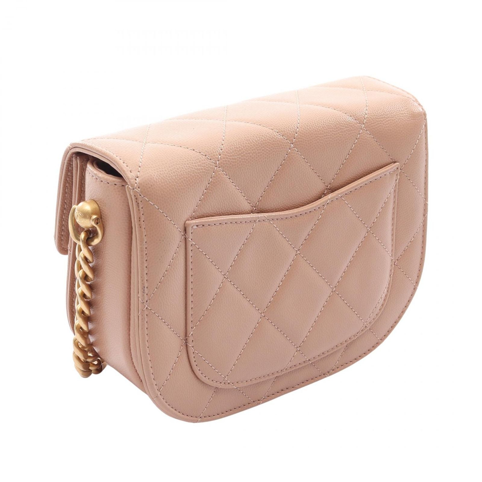 Chanel Shoulder Bag Quilted Beige Calf Small Chain — view 2