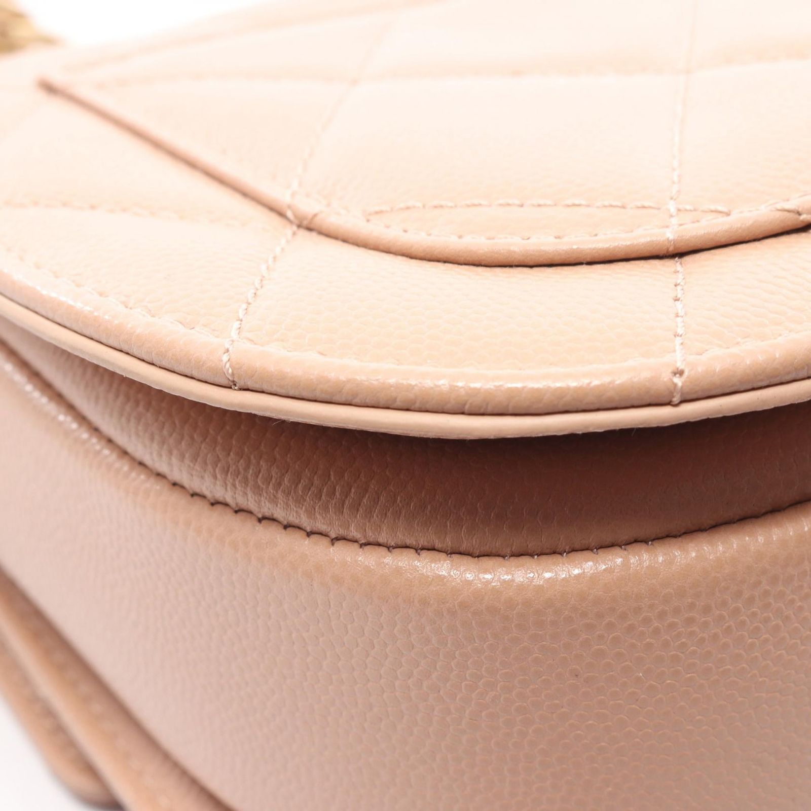 Chanel Shoulder Bag Quilted Beige Calf Small Chain — view 8