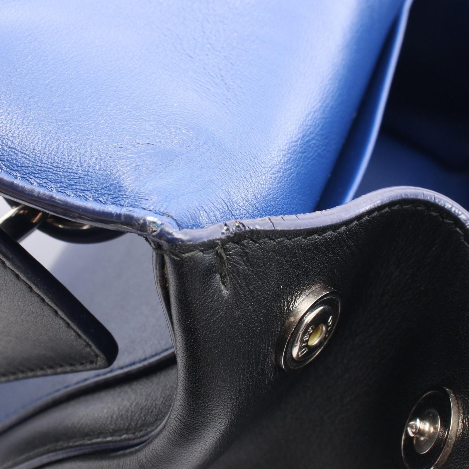 Dior Shoulder Bag BE Black Blue Lambskin — view 7