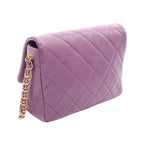 Chanel Shoulder Bag Quilted Small Flap Purple Calf Chain — view 2