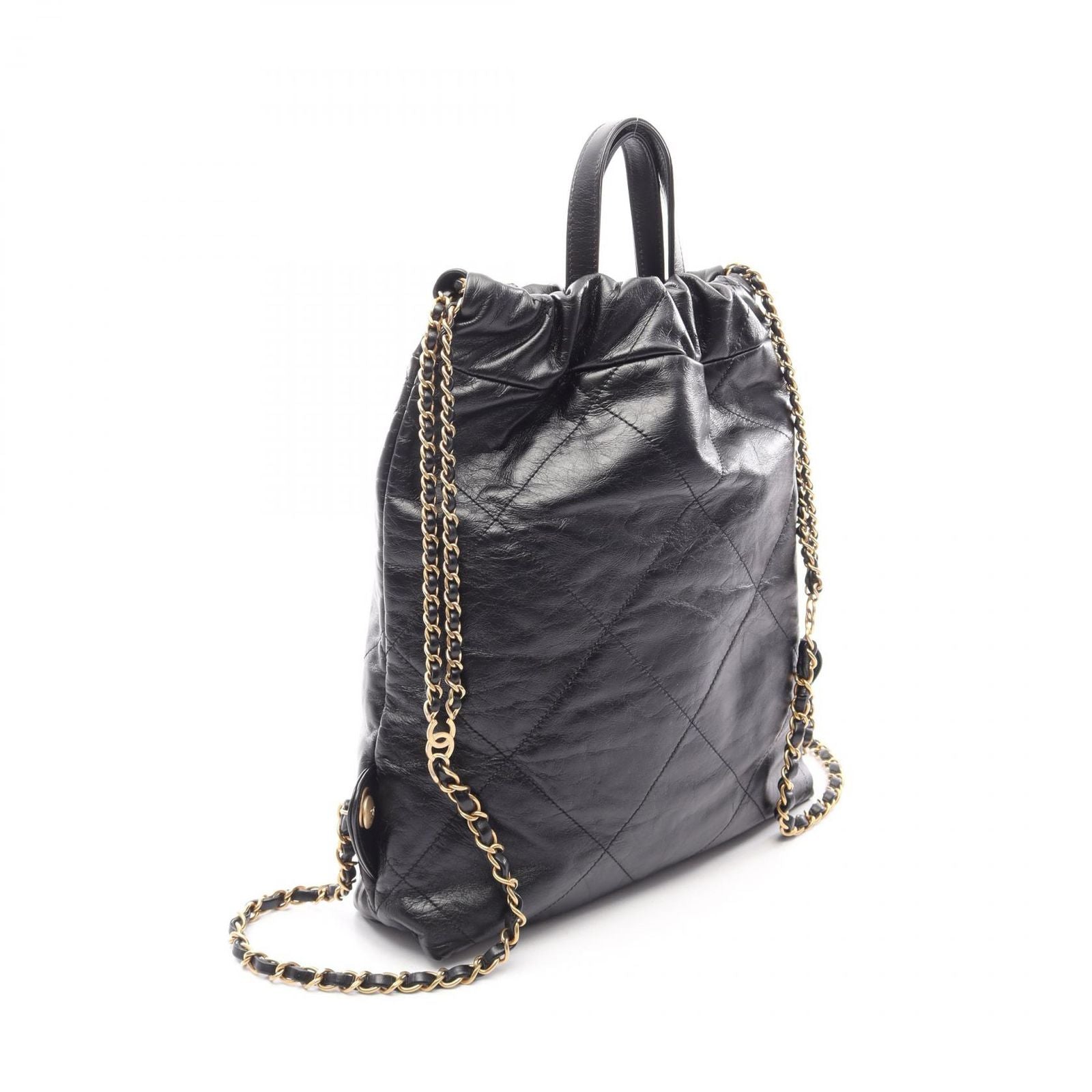 Chanel Backpack 22 Small Black Leather 22 Quilted Chain — view 2