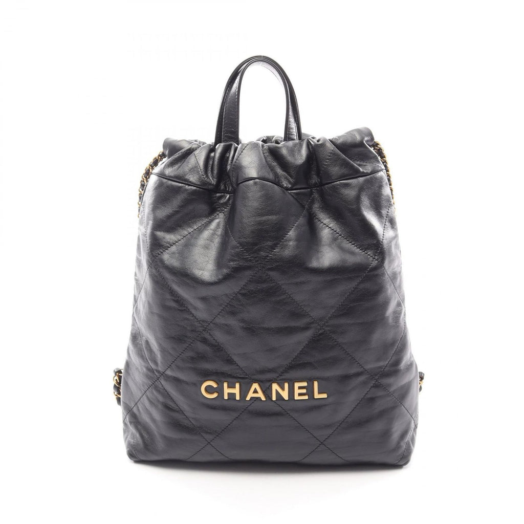 Chanel Backpack 22 Small Black Leather 22 Quilted Chain