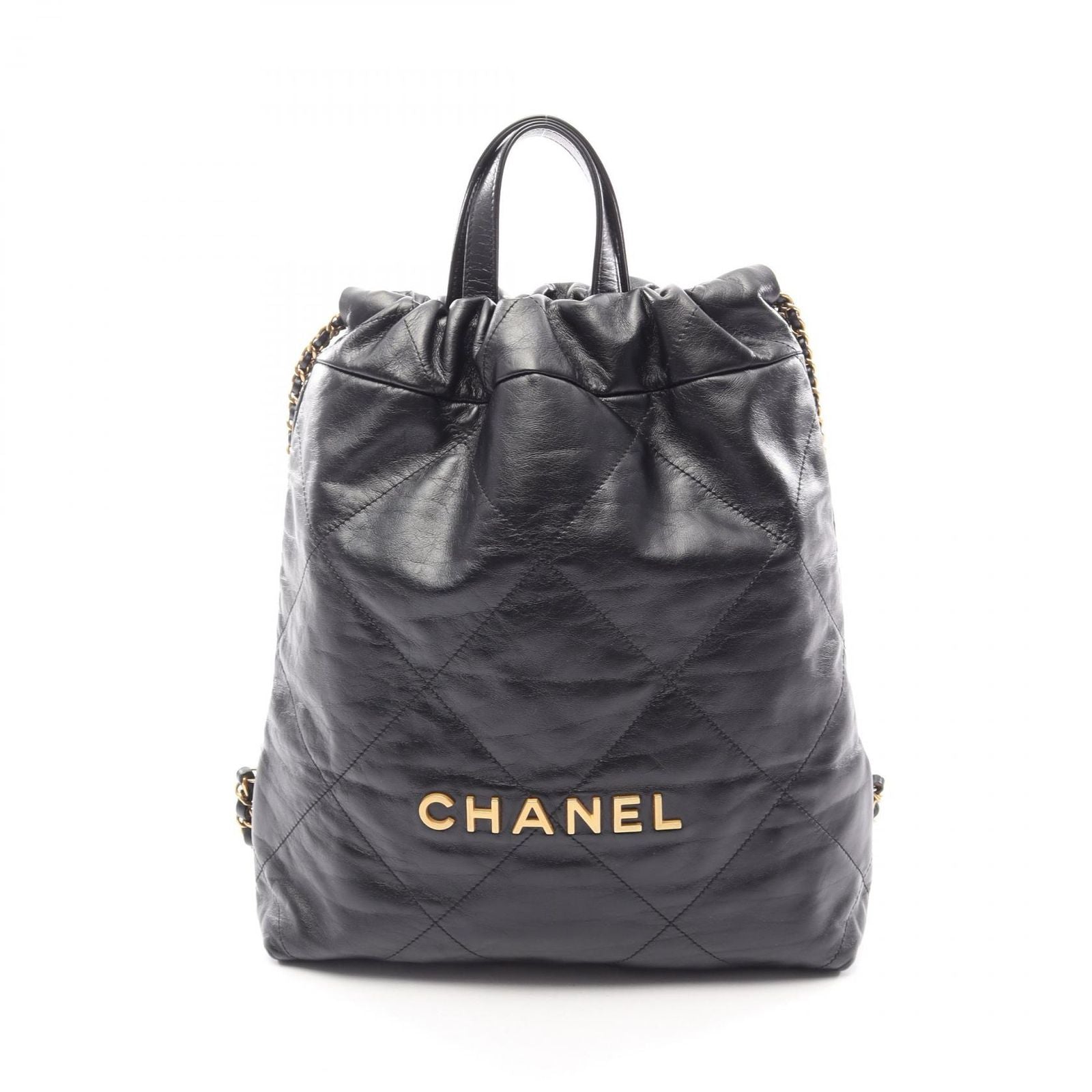 Chanel Backpack 22 Small Black Leather 22 Quilted Chain