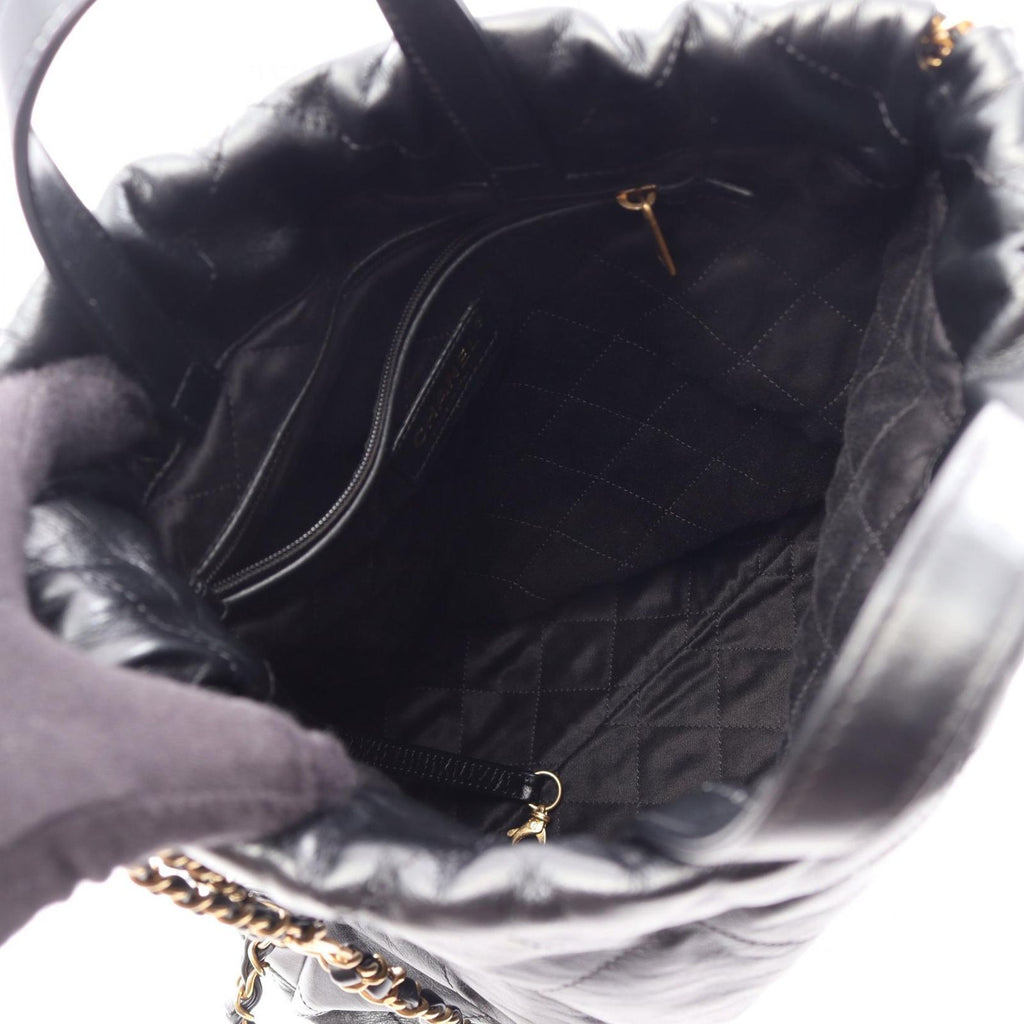 Chanel Backpack 22 Small Black Leather 22 Quilted Chain — view 3