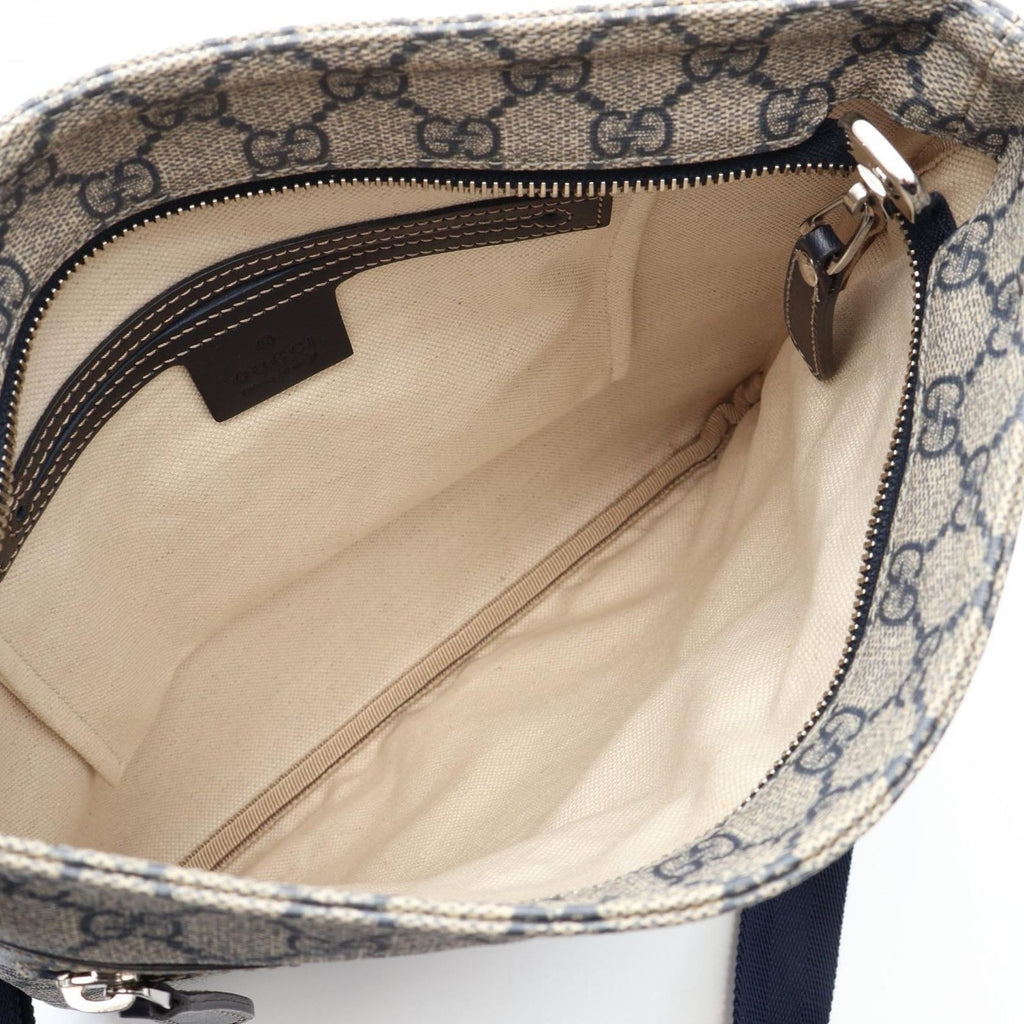Gucci Shoulder Bag GG Supreme Navy Canvas Leather — view 3