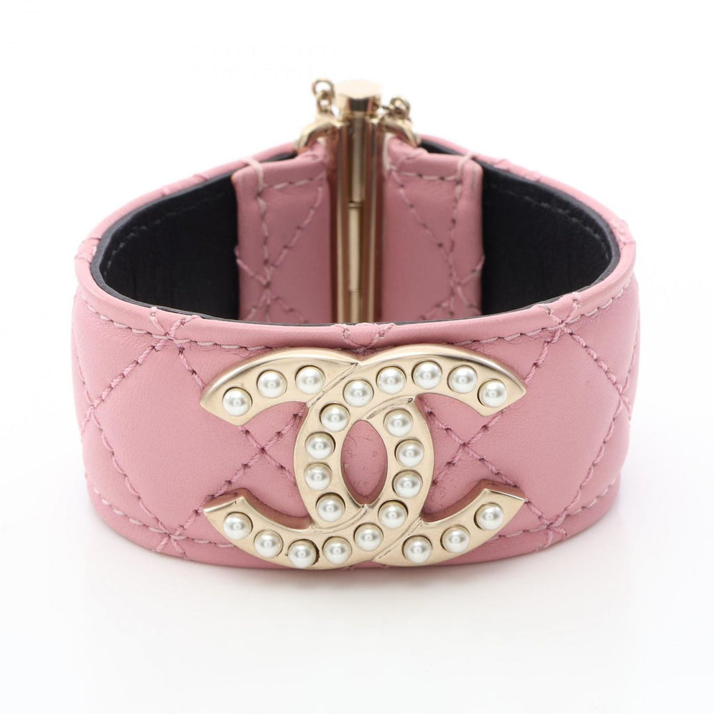 Chanel Bracelet CC Logo Leather Bangle