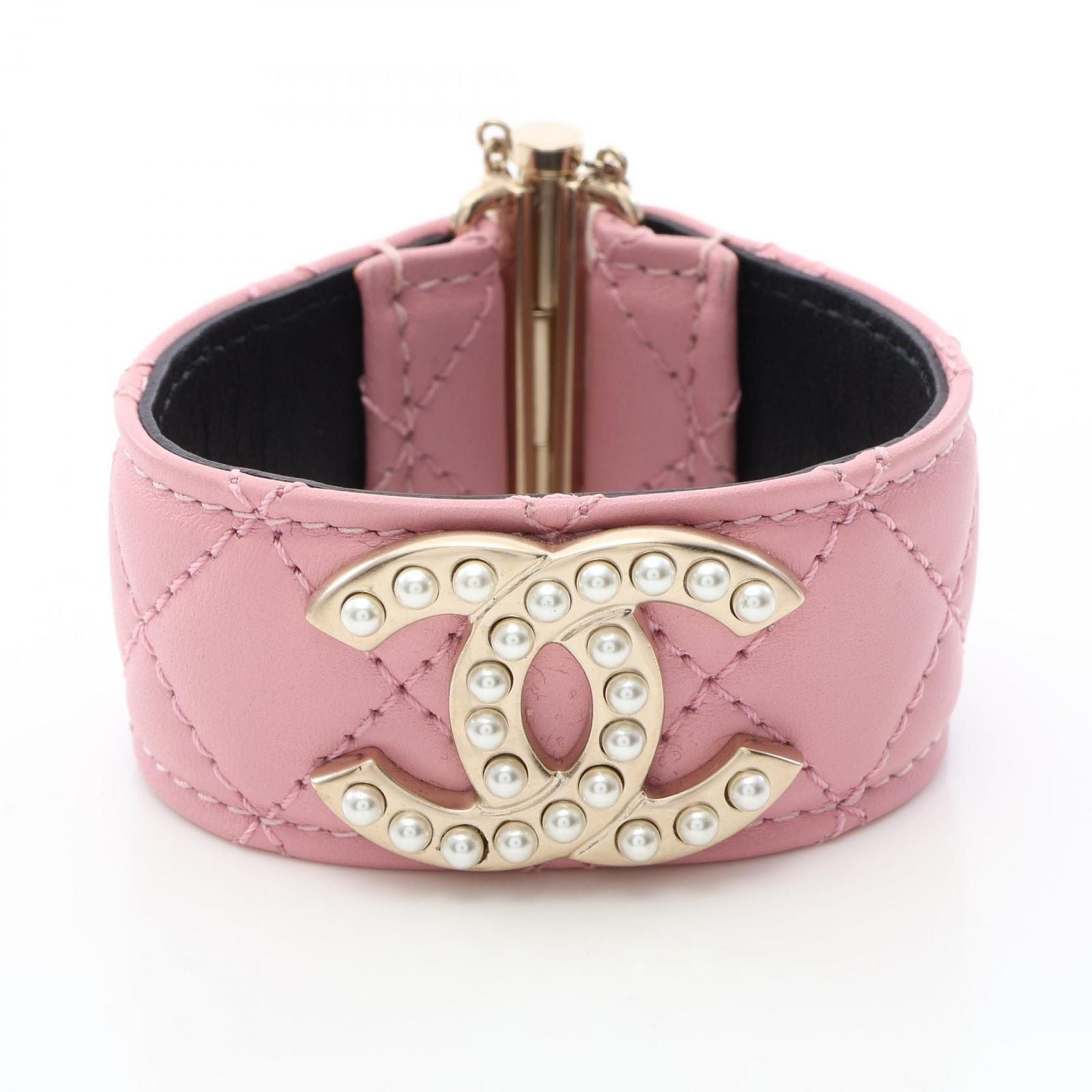 Chanel Bracelet CC Logo Leather Bangle
