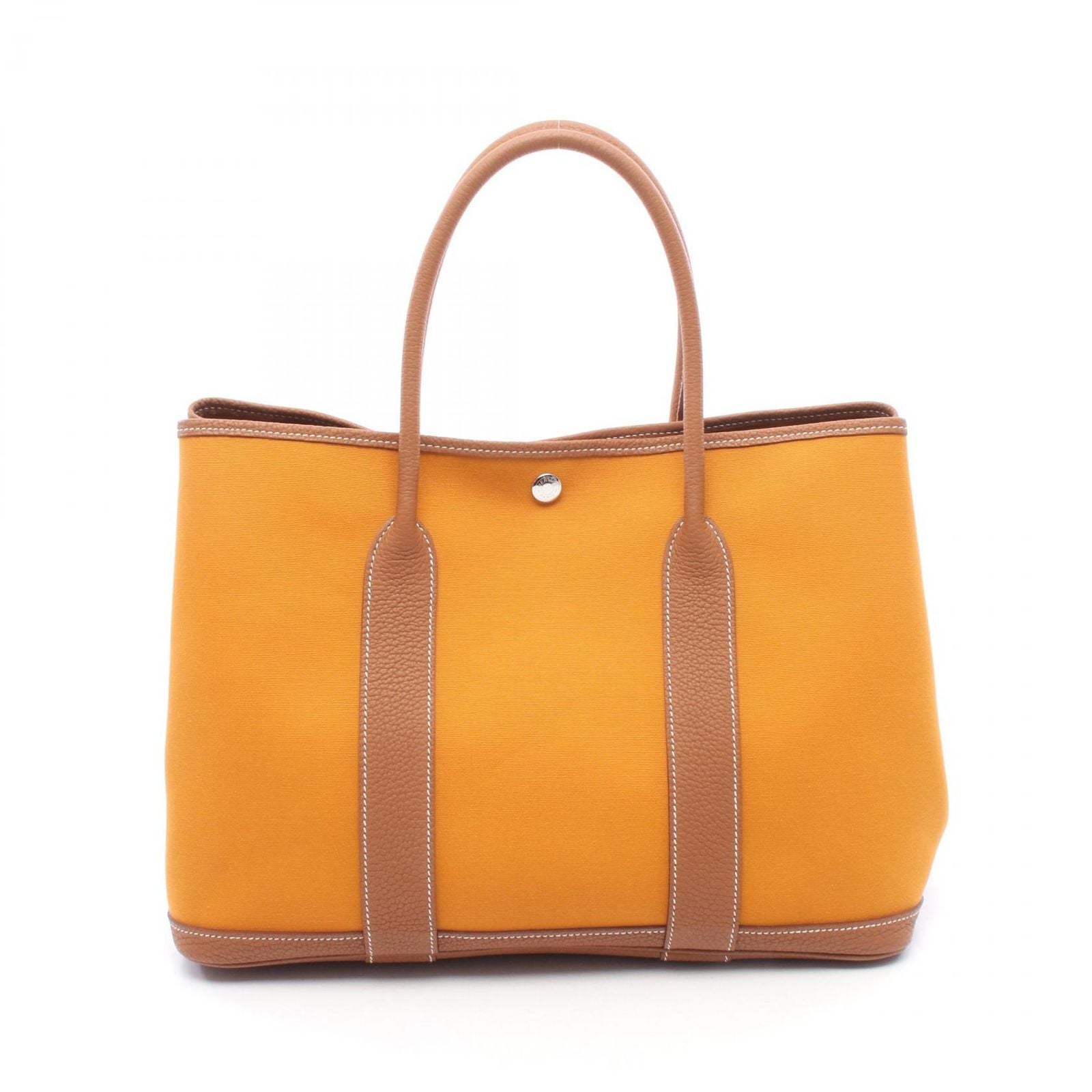 Hermes Tote Garden Party PM Saffron Gold Canvas Leather