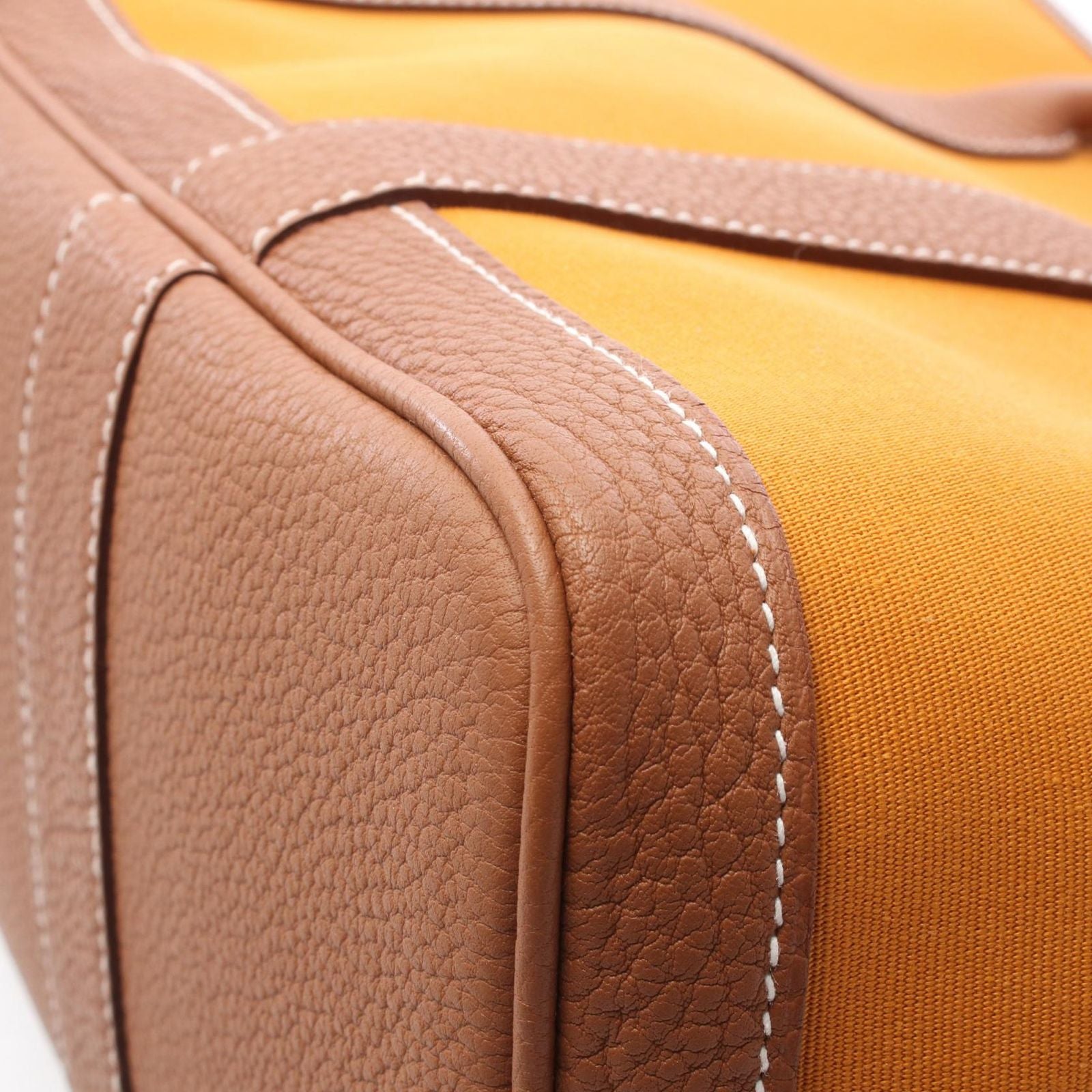 Hermes Tote Garden Party PM Saffron Gold Canvas Leather — view 6