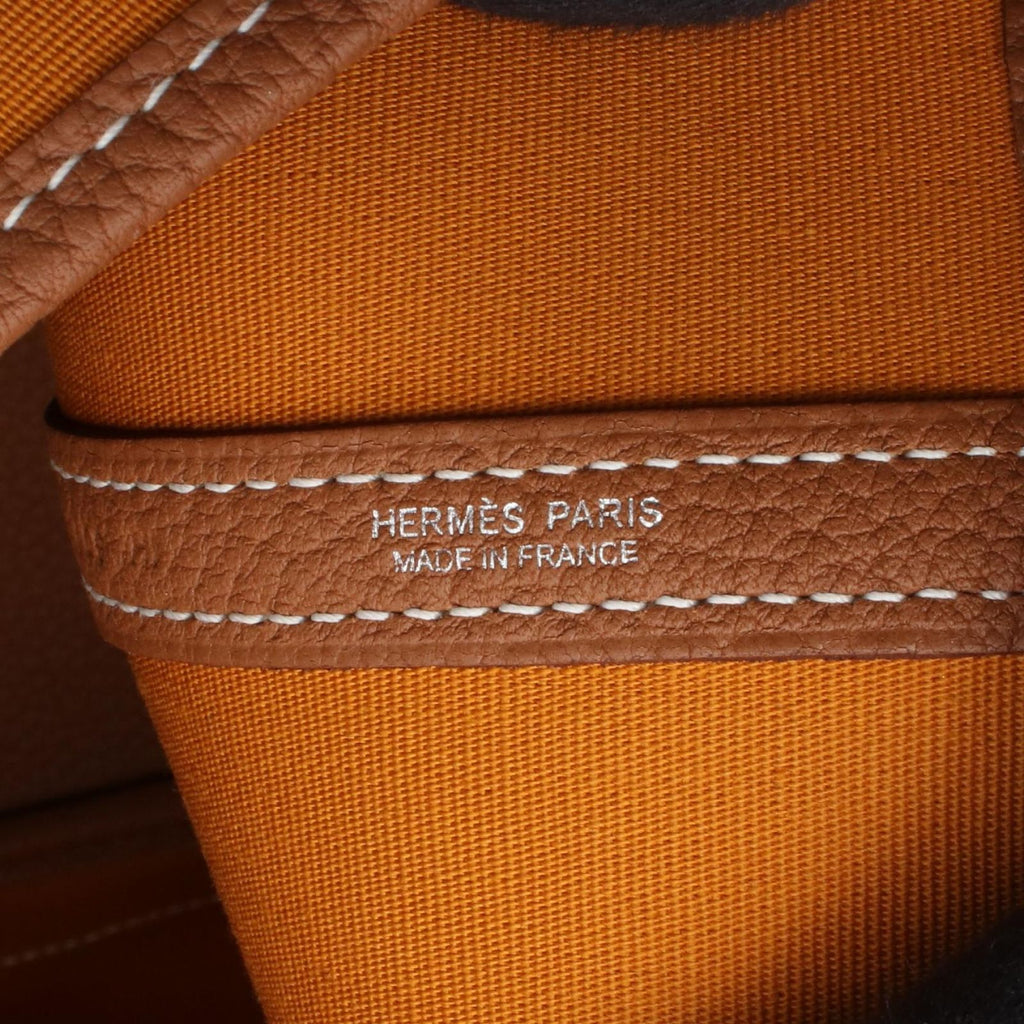 Hermes Tote Garden Party PM Saffron Gold Canvas Leather — view 4