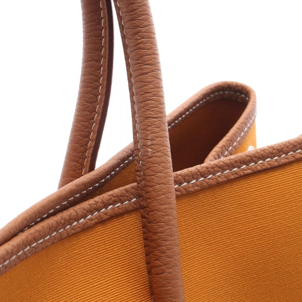 Hermes Tote Garden Party PM Saffron Gold Canvas Leather — view 9