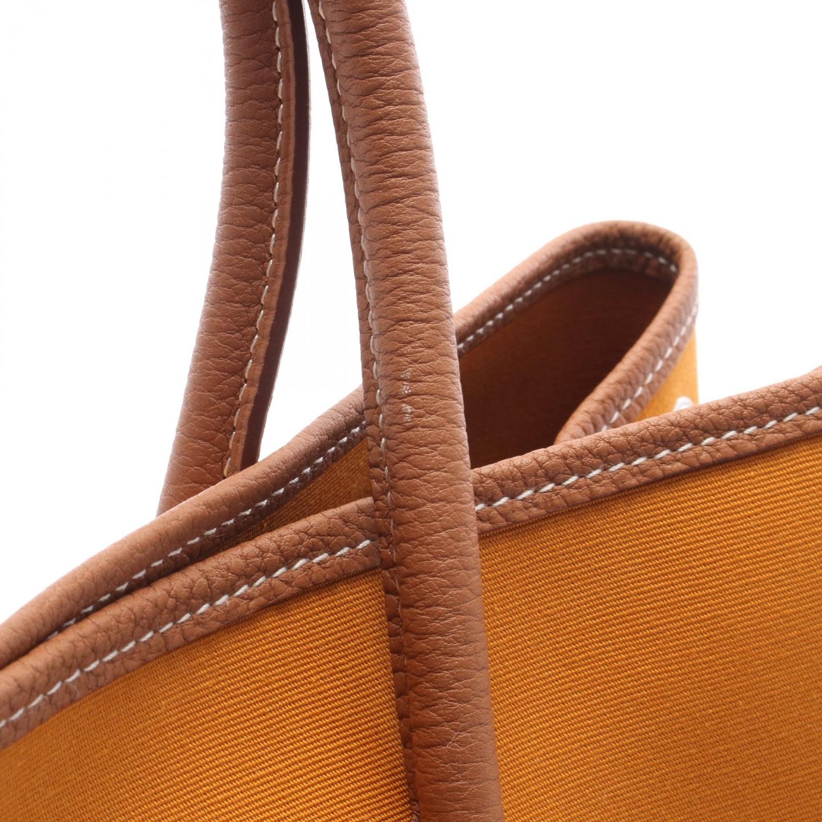 Hermes Tote Garden Party PM Saffron Gold Canvas Leather — view 9