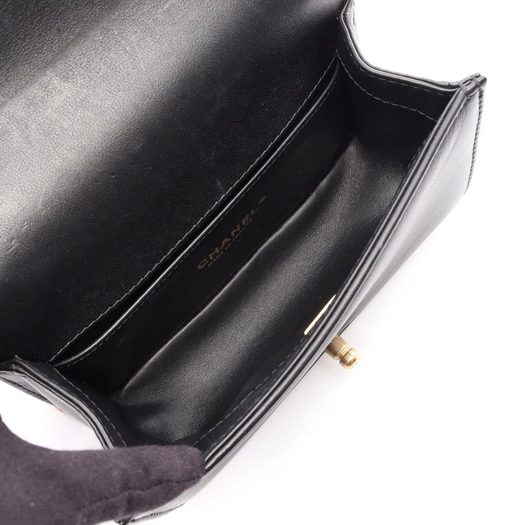 Chanel Shoulder Bag Boy Top Handle Flap 2-Way Black Leather Boy Top Chain — view 3