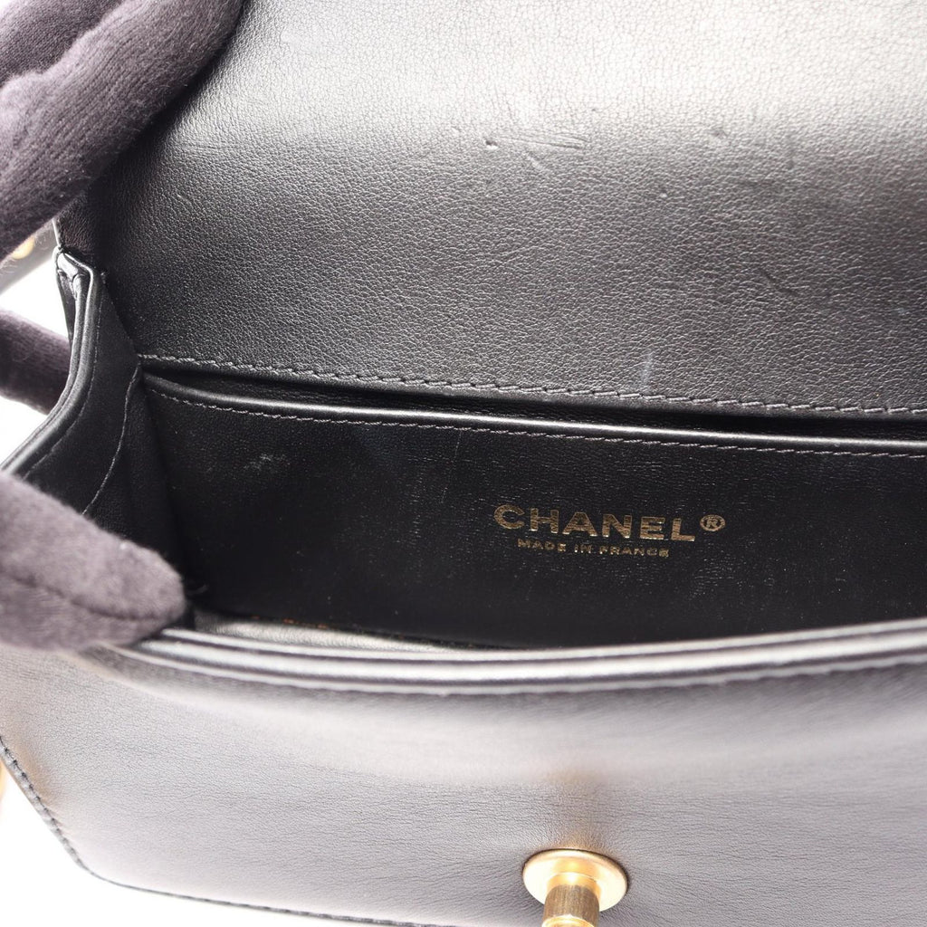 Chanel Shoulder Bag Boy Top Handle Flap 2-Way Black Leather Boy Top Chain — view 7