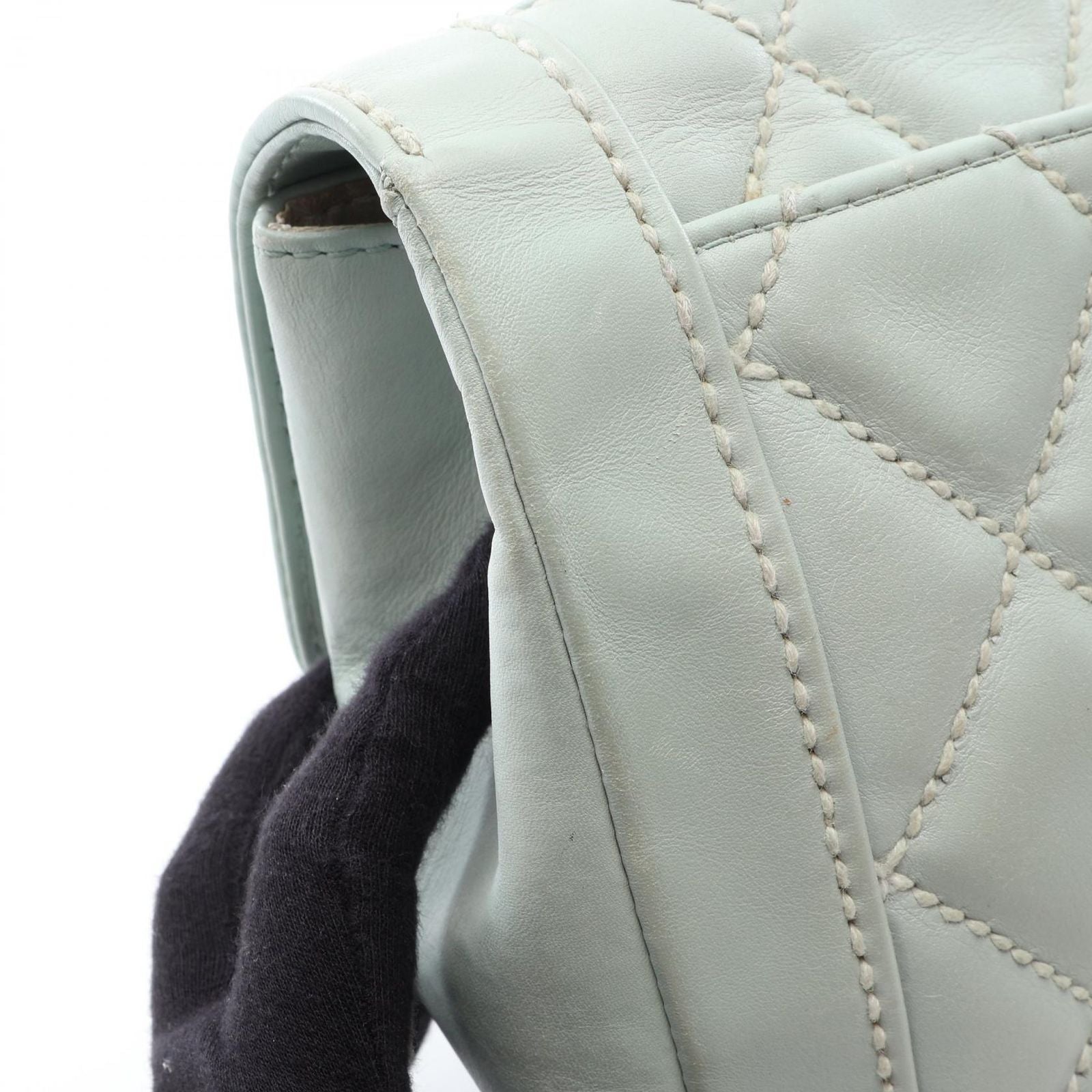 Chanel Handbag Wild Stitch Top Handle Lightblue Leather — view 8