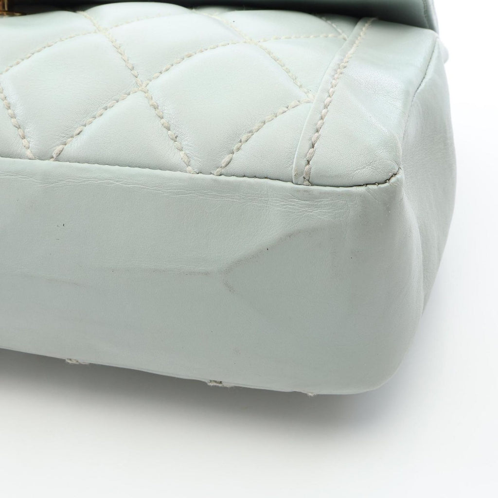 Chanel Handbag Wild Stitch Top Handle Lightblue Leather — view 6