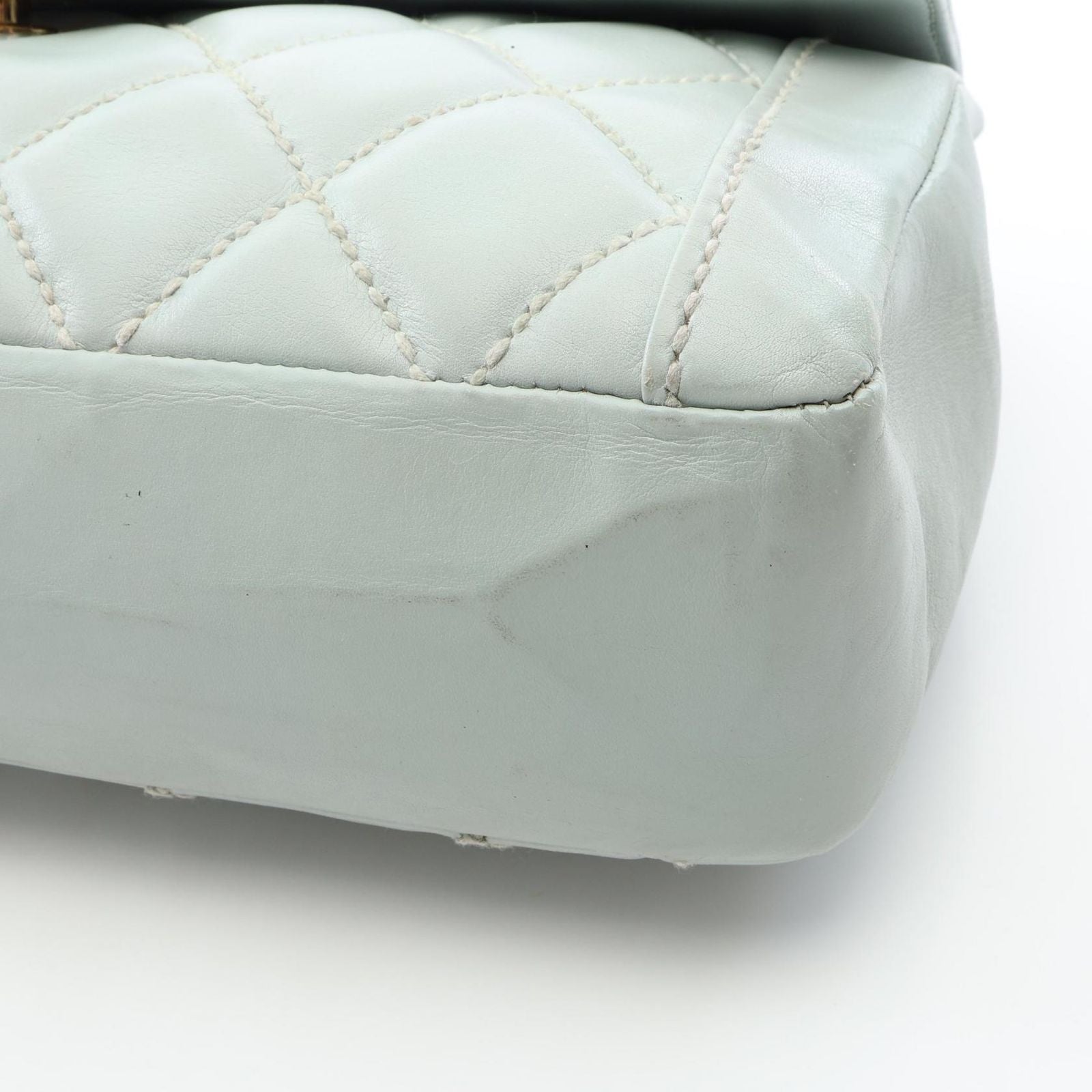 Chanel Handbag Wild Stitch Top Handle Lightblue Leather — view 6