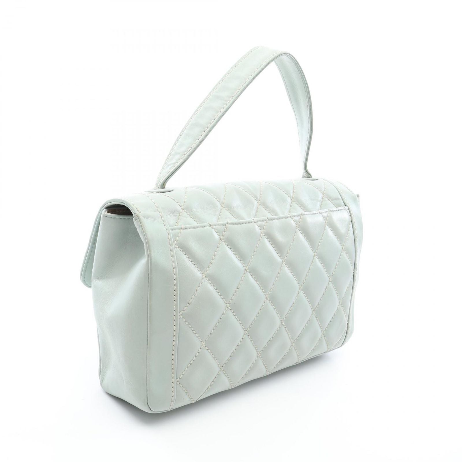 Chanel Handbag Wild Stitch Top Handle Lightblue Leather — view 2