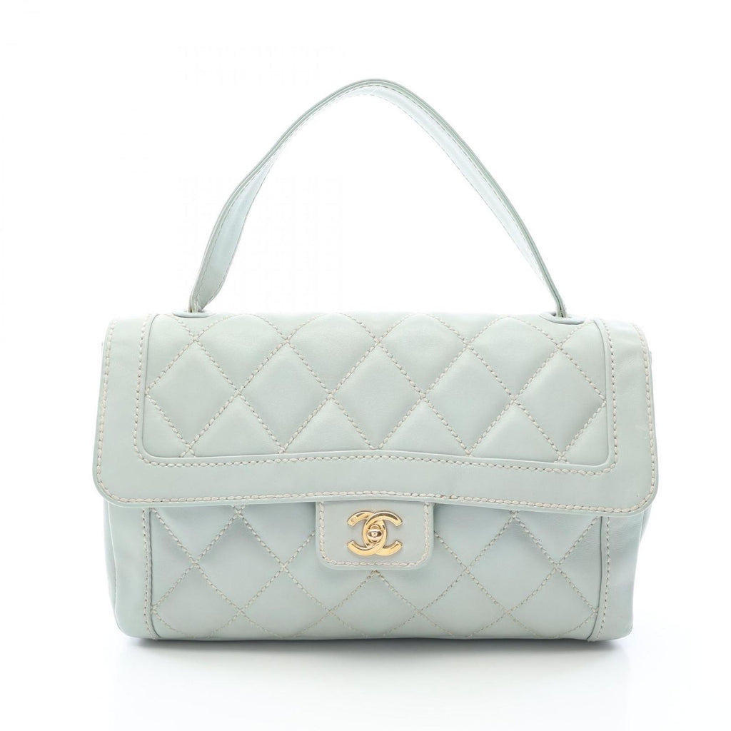 Chanel Handbag Wild Stitch Top Handle Lightblue Leather