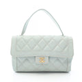 Chanel Handbag Wild Stitch Top Handle Lightblue Leather