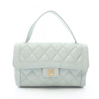 Chanel Handbag Wild Stitch Top Handle Lightblue Leather