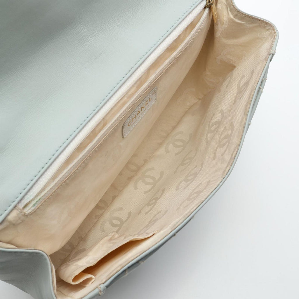 Chanel Handbag Wild Stitch Top Handle Lightblue Leather — view 3