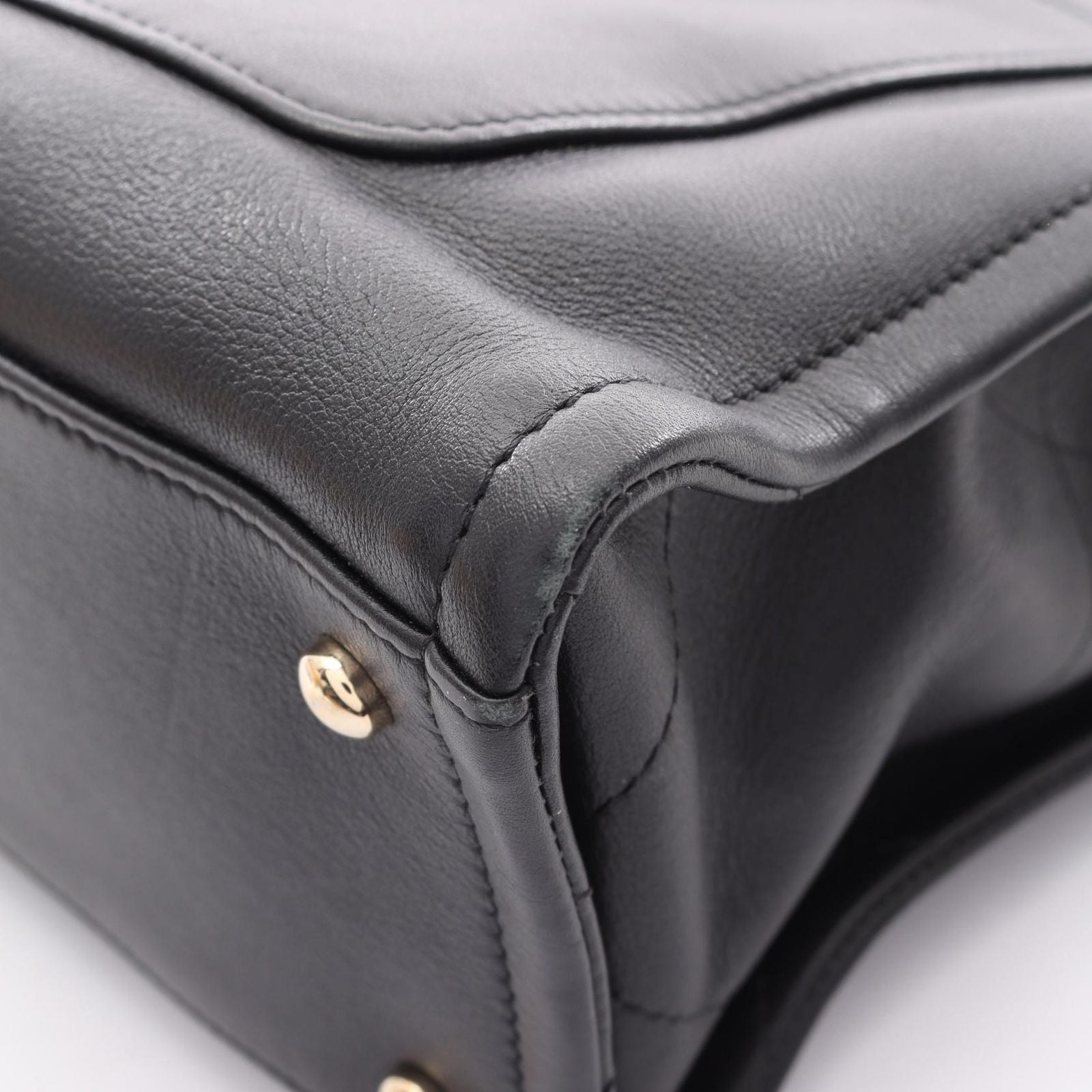 Chanel Shoulder Bag CC Logo Black Leather CC 2-Way Chain — view 9