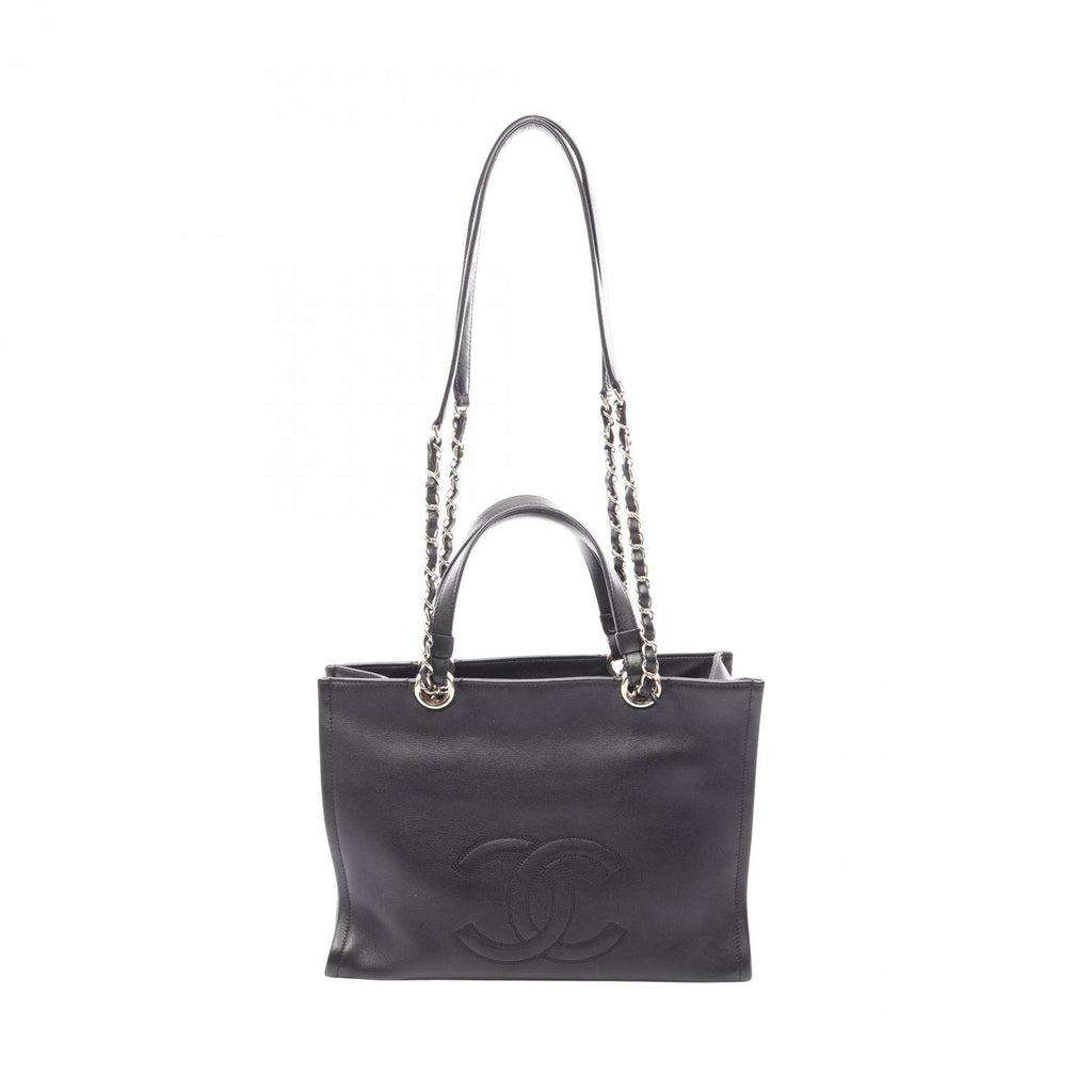 Chanel Shoulder Bag CC Logo Black Leather CC 2-Way Chain