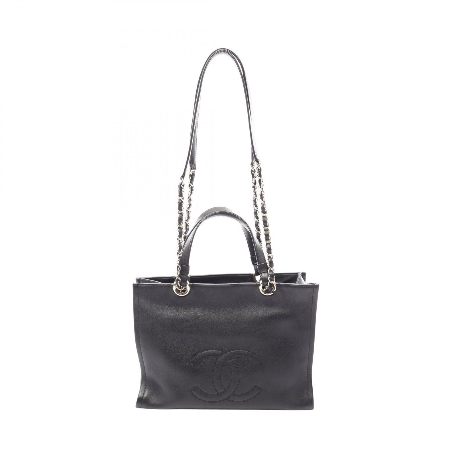 Chanel Shoulder Bag CC Logo Black Leather CC 2-Way Chain