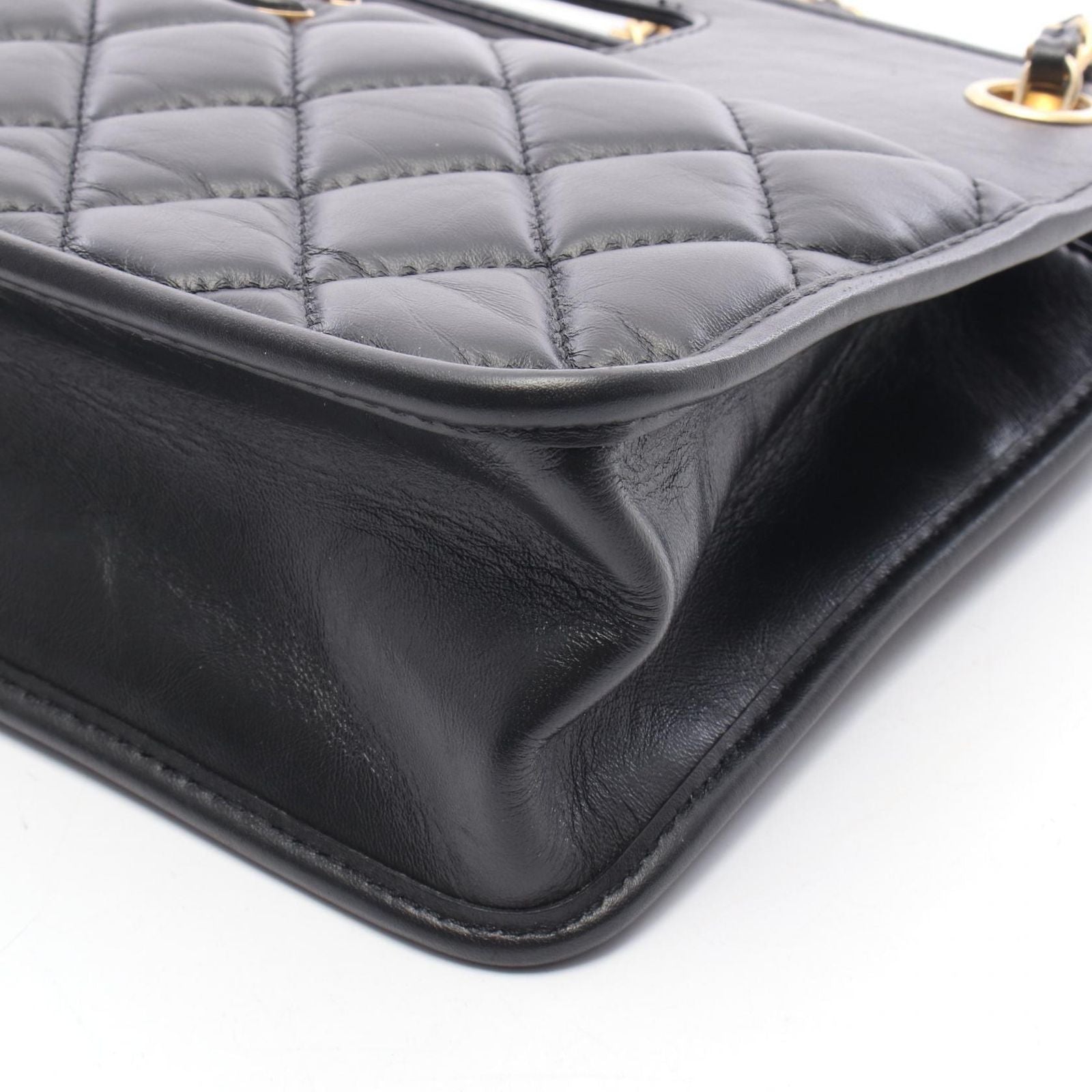 Chanel Shoulder Bag Small Shopping Quilted Black Leather — view 7