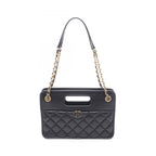 Chanel Shoulder Bag Small Shopping Quilted Black Leather