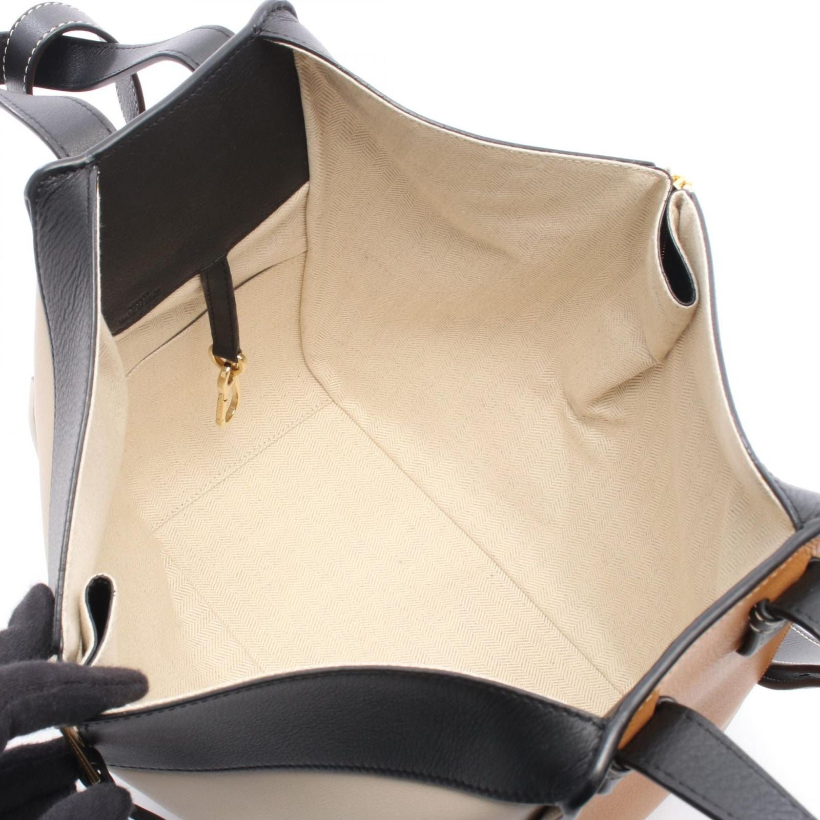 Loewe Handbag Hammock Small 2-Way Gray Camel Black Leather — view 3