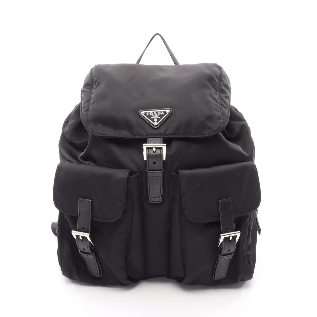 Prada Backpack Vela Black Nylon Saffiano Leather