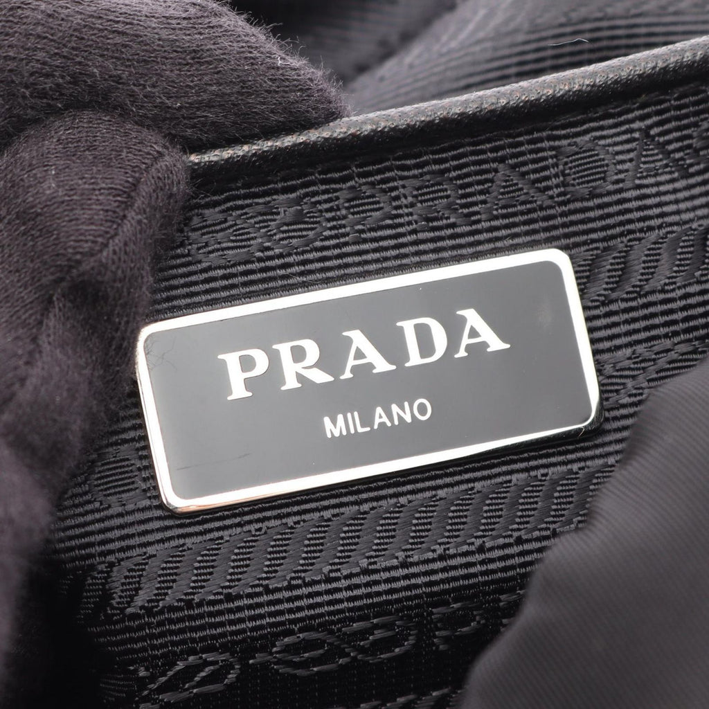 Prada Backpack Vela Black Nylon Saffiano Leather — view 4