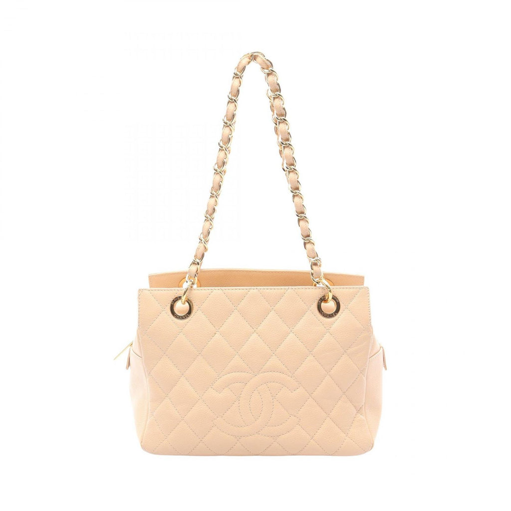 Chanel Shoulder Bag Quilted Beige Calf Chain
