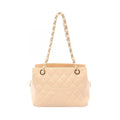 Chanel Shoulder Bag Quilted Beige Calf Chain
