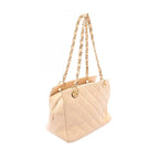 Chanel Shoulder Bag Quilted Beige Calf Chain — view 2