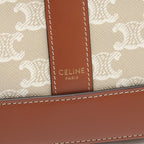 Celine Shoulder Bag Small Bucket Triomphe Gray Brown Canvas Leather — view 4