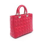 Dior Handbag Lady Dior Large 2-Way Magenta Leather Lady Dior Cannage Tote — view 2