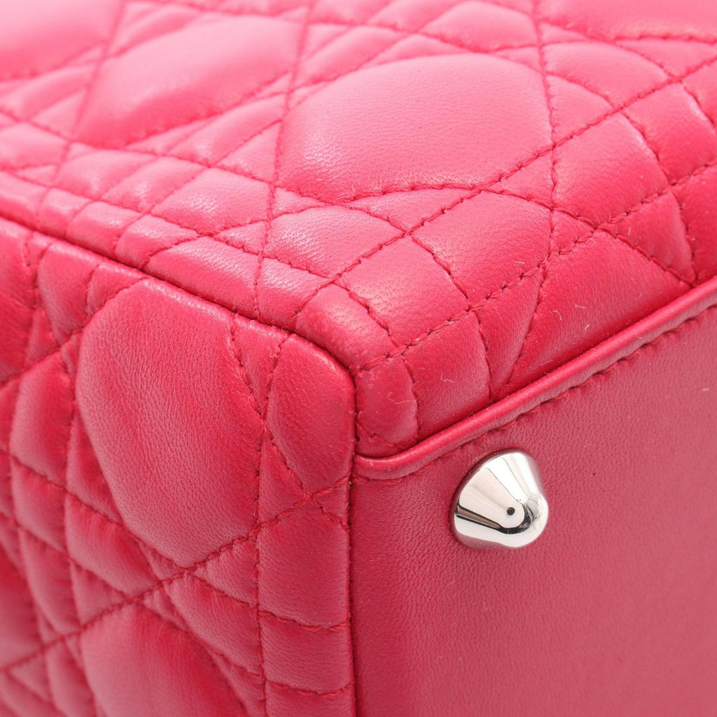 Dior Handbag Lady Dior Large 2-Way Magenta Leather Lady Dior Cannage Tote — view 5