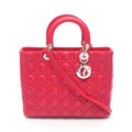 Dior Handbag Lady Dior Large 2-Way Magenta Leather Lady Dior Cannage Tote