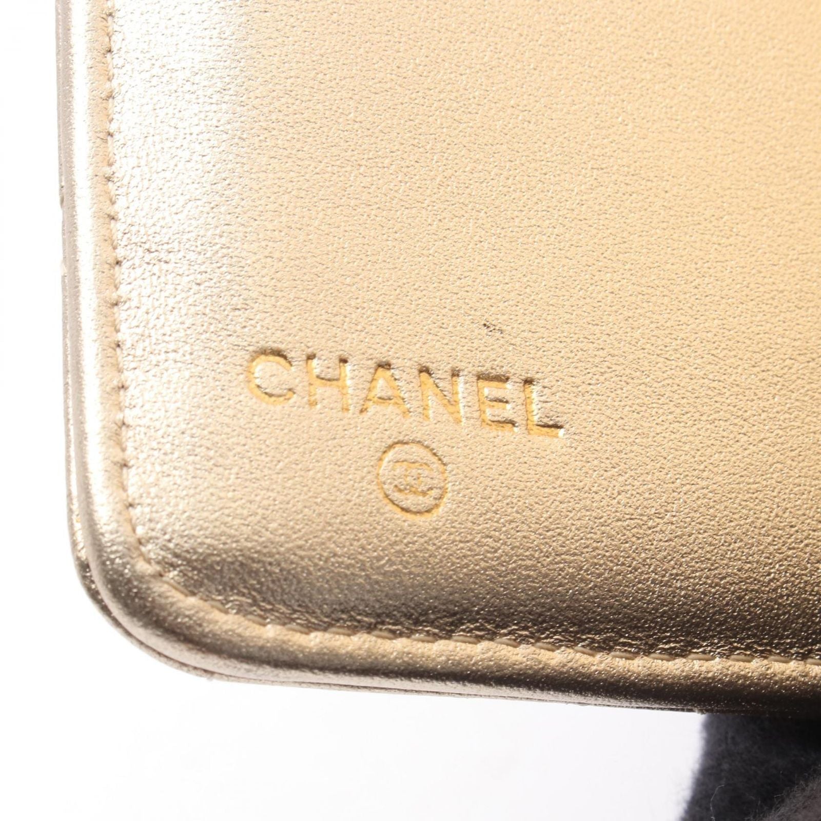 Chanel Bifold Wallet Quilted Champagne Gold Lambskin — view 5