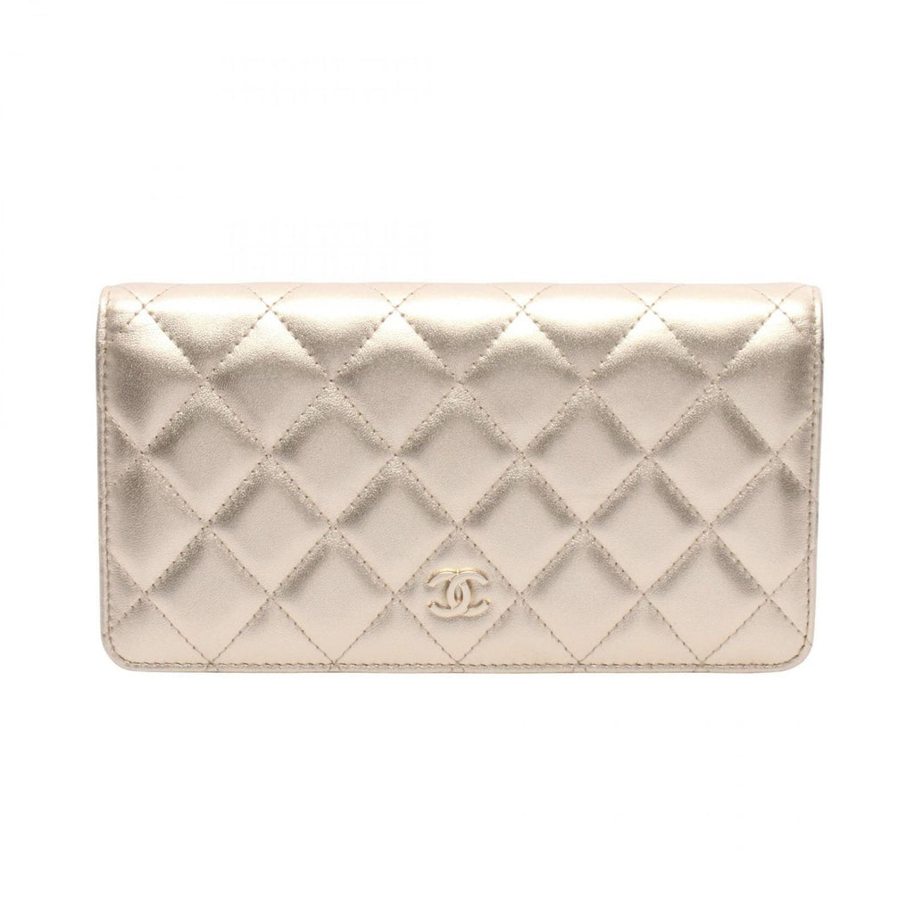 Chanel Bifold Wallet Quilted Champagne Gold Lambskin