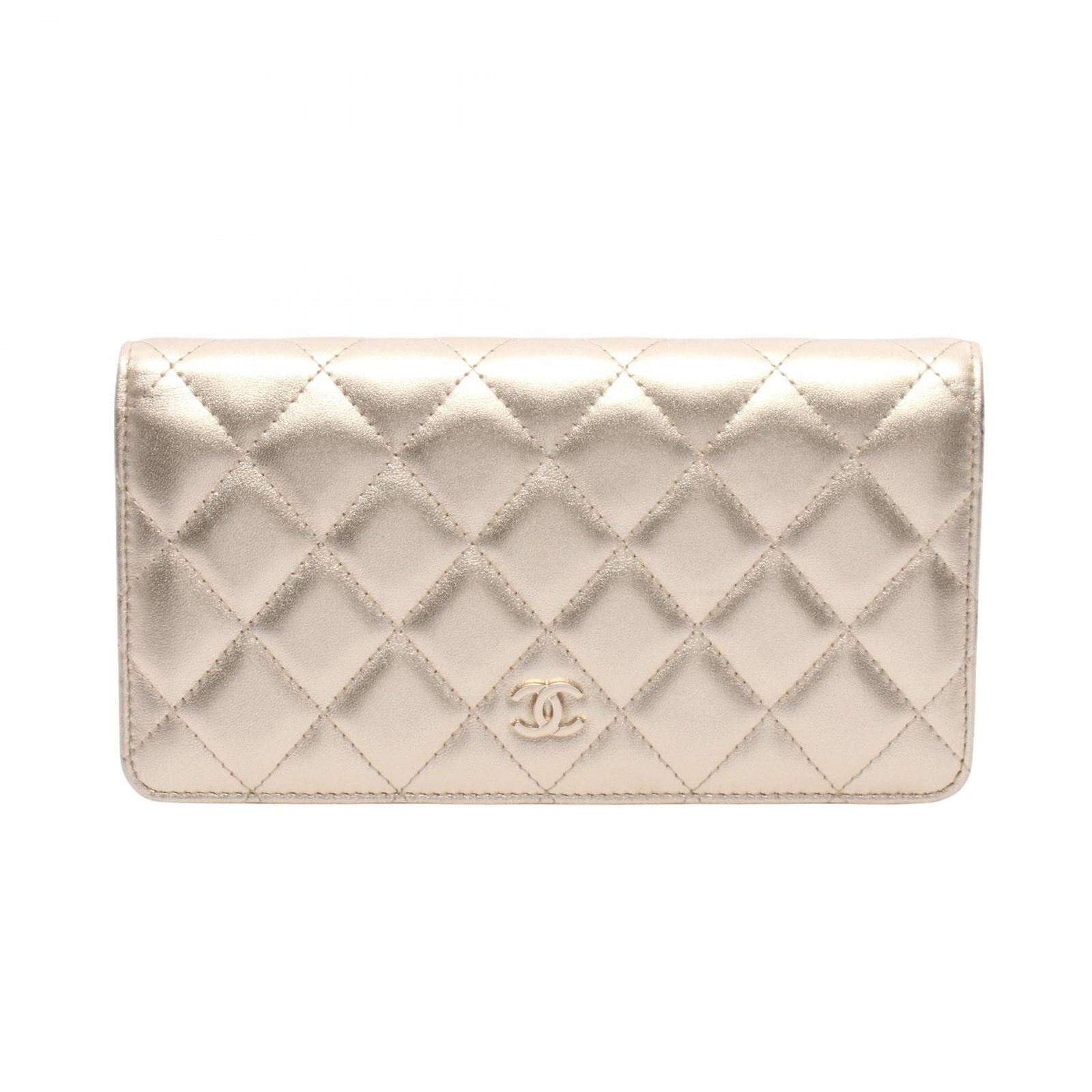 Chanel Bifold Wallet Quilted Champagne Gold Lambskin